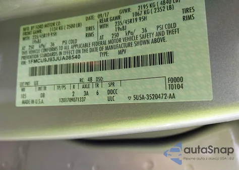 2018 Ford Escape Titanium из США, поврежденный, VIN 1FMCU9J93JUA08540